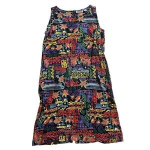 Vtg 90s Chicos Dress Medium (1) Hawaiian Tropical Festival Vacation Artsy Hippie